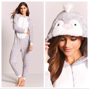 Forever 21 Hooded Penguin Onesie Pajamas Small